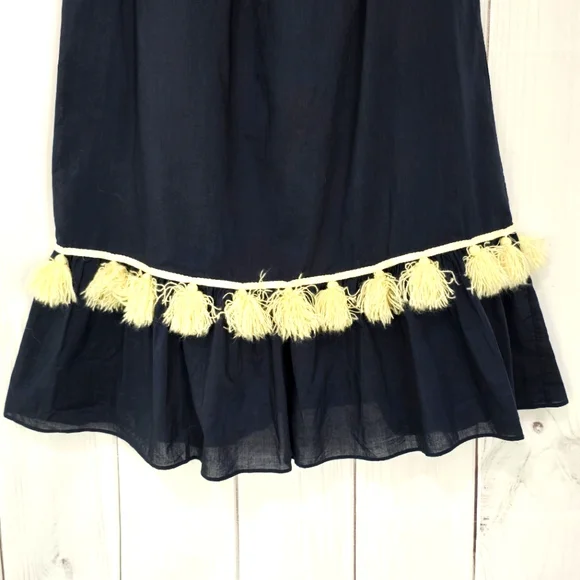 MISA Los Angeles Gia Off The Shoulder Tassel Mini Dress Navy Blue - Picture 5 of 14